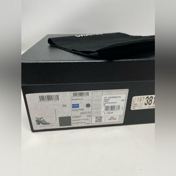 Chanel CC Logo Chain Link Ankle Strap Sandal Heel Python Mule size 38 EU 7.5 US - Picture 4 of 11